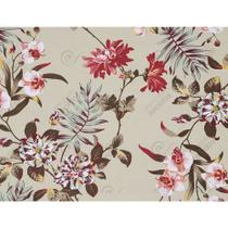 Tecido Jacquard Estampado Floral Orquídea Vermelha - 2,80m de Largura