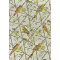 Tecido Jacquard Estampado Floral Papagaio Cinza - 1,40m de Largura