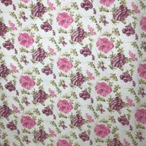 Tecido Jacquard Estampado Floral Rosa e Lilás - Largura 2.80m Tecido Jacquard Estampado Floral Rosa e Lilás - Largura 2.80m