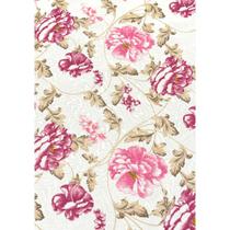 Tecido Jacquard Estampado Floral Rosa e Vinho - 1,40m de Largura