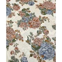 Tecido Jacquard Estampado Floral Rosa Envelhecido - 1,40m de Largura