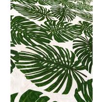 Tecido Jacquard Estampado Folhagem Costela Verde e Branco - 1,40m de Largura Tecido Jacquard Estampado Folhagem Costela Verde e Branco - 1,40m de Largura