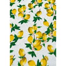 Tecido Jacquard Estampado Limão Siciliano Fundo Branco - 1,40m de Largura