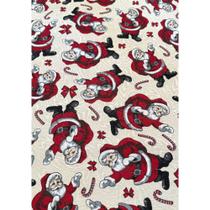 Tecido Jacquard Estampado Natalino Papai Noel Fundo Pérola - 1,40m de Largura Tecido Jacquard Estampado Natalino Papai Noel Fundo Pérola - 1,40m de Largura
