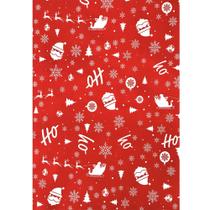 Tecido Jacquard Estampado Natalino Vermelho Flocos de Neve - 1,40m de Largura Tecido Jacquard Estampado Natalino Vermelho Flocos de Neve - 1,40m de Largura