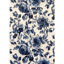 Tecido Jacquard Estampado Rosas Azul - 1,40m de Largura Tecido Jacquard Estampado Rosas Azul - 1,40m de Largura