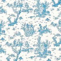 Tecido Jacquard Estampado Toile de Jouy Azul Bebê - 2,80m de Largura