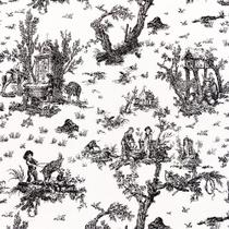 Tecido Jacquard Estampado Toile de Jouy Preto - 2,80m de Largura