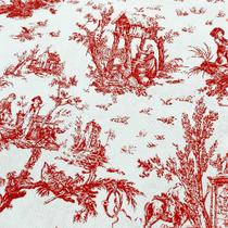 Tecido Jacquard Estampado Toile de Jouy Vermelho - 2,80m de Largura Tecido Jacquard Estampado Toile de Jouy Vermelho - 2,80m de Largura