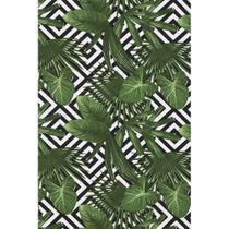 Tecido Jacquard Estampado Tropical Folhagem Verde Geométrico - 1,40m de Largura Tecido Jacquard Estampado Tropical Folhagem Verde Geométrico - 1,40m de Largura