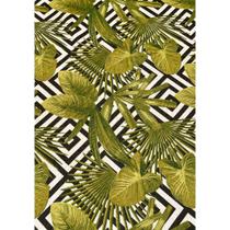 Tecido Jacquard Estampado Tropical Folhagem Verde Musgo Geométrico - 1,40m de Largura Tecido Jacquard Estampado Tropical Folhagem Verde Musgo Geométrico - 1,40m de Largura
