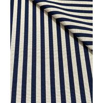 Tecido Jacquard Fio Tinto Listrado Estreito Azul Marinho - 2,80m de Largura
