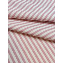 Tecido Jacquard Fio Tinto Listrado Estreito Rosa e Branco - 2,80m de Largura