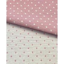 Tecido Jacquard Fio Tinto Poá Rosa Bebê e Branco - 2,80m de Largura Tecido Jacquard Fio Tinto Poá Rosa Bebê e Branco - 2,80m de Largura