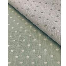 Tecido Jacquard Fio Tinto Poá Verde e Branco - 2,80m de Largura