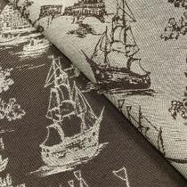 Tecido Jacquard Fio Tinto Versalhes Toile de Jouy Marrom - 2,80m de Largura Tecido Jacquard Fio Tinto Versalhes Toile de Jouy Marrom - 2,80m de Largura