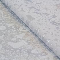 Tecido Jacquard Lurex Branco e Prata Decoração de Natal - 2,80m de Largura
