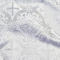 Tecido Jacquard Lurex Litúrgico Arabesco Branco e Prata - 2,80m de Largura Tecido Jacquard Lurex Litúrgico Arabesco Branco e Prata - 2,80m de Largura