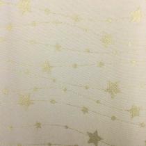 Tecido Jacquard Luxo Estrela Cadente Branco e Dourado - Largura 2.80m