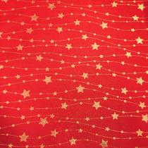 Tecido Jacquard Luxo Estrela Cadente Vermelho e Dourado - Largura 2.80m