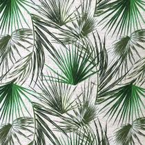 Tecido Jacquard Ramos Verde Fundo Cinza - 1,40m de Largura