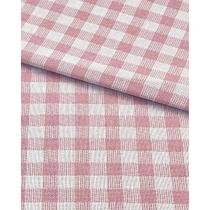 Tecido Jacquard Rosa Bebê e Branco Xadrez Fio Tinto - 2,80m de Largura