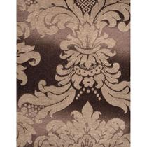 Tecido Jacquard Tradicional Medalhão Marrom e Bege - 2,80m de Largura