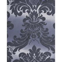 Tecido Jacquard Tradicional Medalhão Preto Acinzentado e Prata - 2,80m de Largura