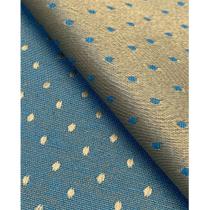 Tecido Jacquard Tradicional Poá Azul e Dourado - 2,80m de Largura Tecido Jacquard Tradicional Poá Azul e Dourado - 2,80m de Largura