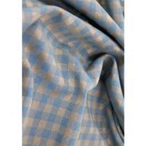 Tecido Jacquard Tradicional Xadrez Azul e Dourado - 2,80m de Largura