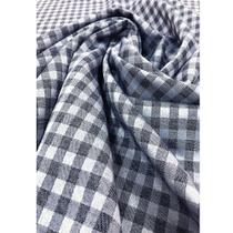 Tecido Jacquard Tradicional Xadrez Preto Acinzentado e Prata - 2,80m de Largura