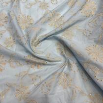 Tecido Laise Bordado Estampa Floral Bicolor Nina 1,35m 100% Algodão