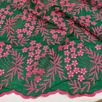 Tecido Lese Bordada Bicolor Coleção Antonela 1,30m 100% Algodão Laise