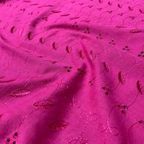 Tecido Lese Bordada Pink Estrelas 1,35x1,00m 100% Algodão Laise