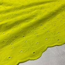 Tecido Lese Bordada Verde Limão 1,35x1,00m 100% Algodão Laise