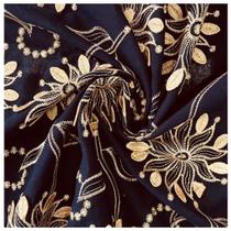 Tecido lese floral 3d 1.50mts/larg cor azul marinho metro Tecido lese floral 3d 1.50mts/larg cor azul marinho metro