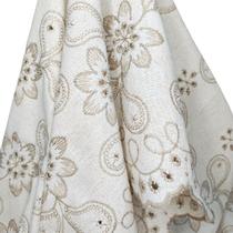 Tecido Linho Bordado Flores 1,00x1,30m