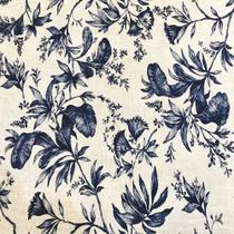 Tecido Linho Estampado Floral Azul - 1,40m de Largura Tecido Linho Estampado Floral Azul - 1,40m de Largura