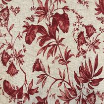 Tecido Linho Estampado Floral Vermelho - 1,50m de Largura