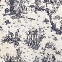 Tecido Linho Estampado Toile de Jouy Azul - 1,50m de Largura Tecido Linho Estampado Toile de Jouy Azul - 1,50m de Largura