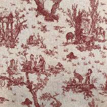 Tecido Linho Estampado Toile de Jouy Vermelho - 1,50m de Largura Tecido Linho Estampado Toile de Jouy Vermelho - 1,50m de Largura