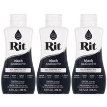 Tecido líquido Dye Rit Black, pacote com 3 unidades, 236 ml cada