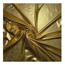 Tecido malha lurex laminada 1,50mts largura dourado metro