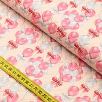 Tecido Matelassê - Balões Rosa (0,50x1,40)
