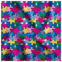 Tecido Microfibra Estampado Quebra Cabeça Autismo 1,50 Largura