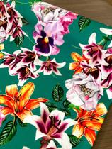 Tecido Neoprene Estampa Floral Verde Escuro (0,50cm x 1,40mts)
