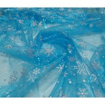 Tecido Organza Azul Turquesa Frozen com Glitter