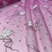 Tecido Organza Estampada Glitter Fadinha 1,50m para Fantasias e Presentes Tecido Organza Estampada Glitter Fadinha 1,50m para Fantasias e Presentes