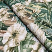 Tecido Oslo Estampado Floral Verde Oliva - 1,40m de Largura