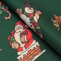 Tecido Oslo Estampado Natalino Boneco de Neve - 1,40m de Largura
